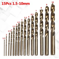 15pcs 1 5 10mm m35 hss co cobalt twist drill bit the whole ground metal reamer tools for stainless steel drilling hole
