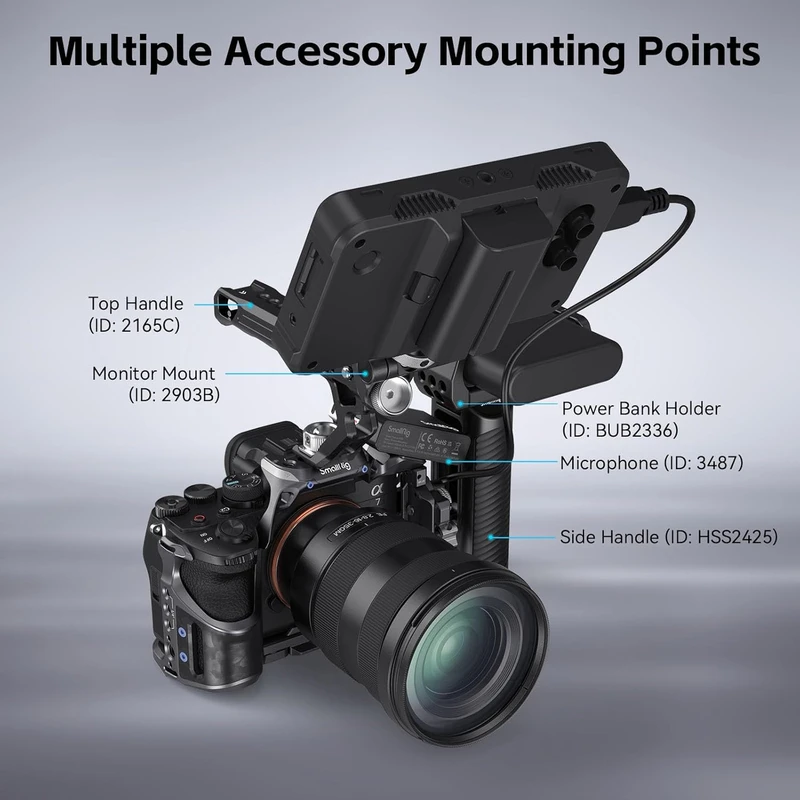 Комплект креплений SmallRig 4308 Rhinoceros для Sony Alpha 7R V  A7 IV  A7S III с кабельным зажимом и быстросъемной пластиной для Arca-Swiss (art.: 3920da0df2168) - 3920da0df2168