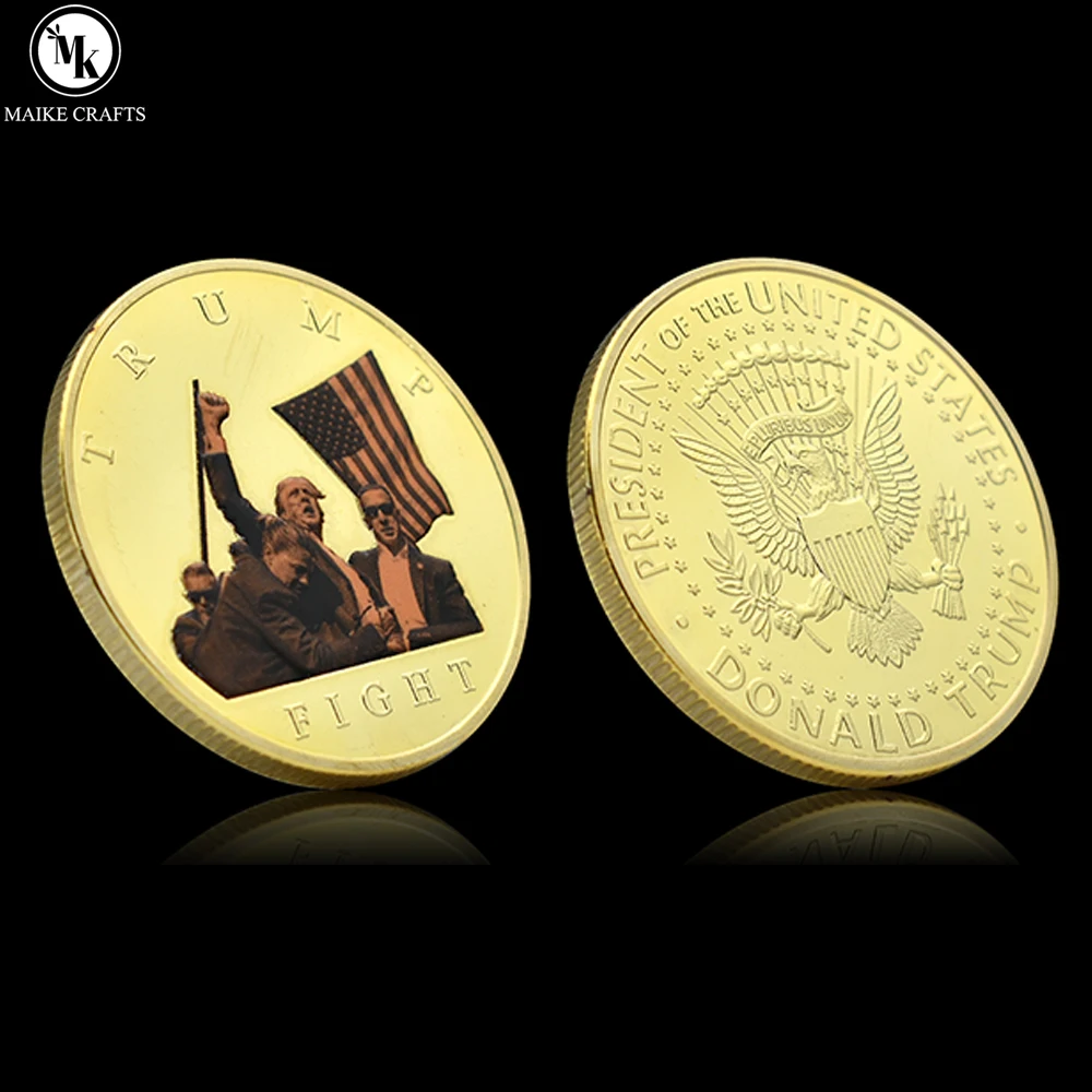 Новинка 2024 памятная монета с попыткой убийства Дональда Трампа борьба