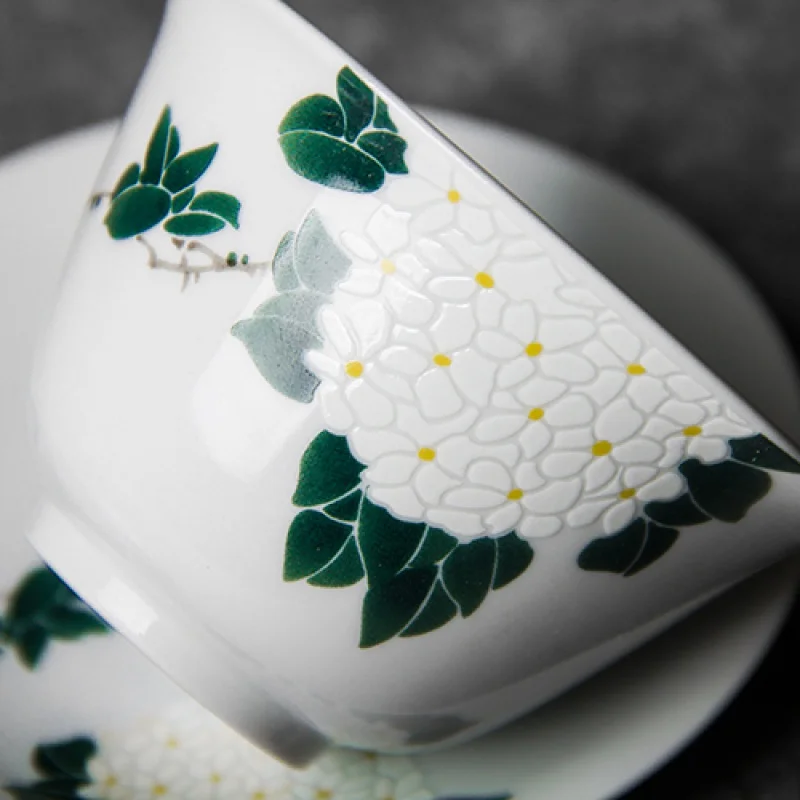 Jingdezhen керамический гайвань белая керамическая чашка с крышкой ручная роспись