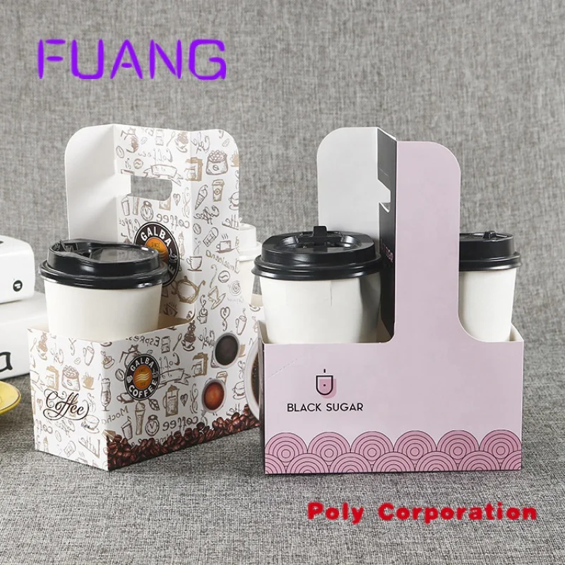 Kraft Paper Portable Cup Holder Coffee Takeaway Packaging Carrier Portable 6 Pack Coffe Cup Carrier