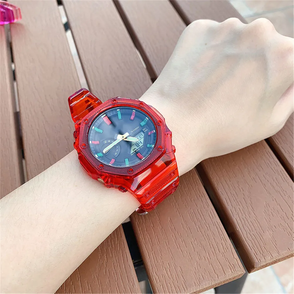Скидка Новый ремешок для часов чехол для Casio G-Shock GA-2100 Refit заменяемый мужской T прозрачный полимерный браслет на запястье Ga 2100 для мужчин женщин мужч...