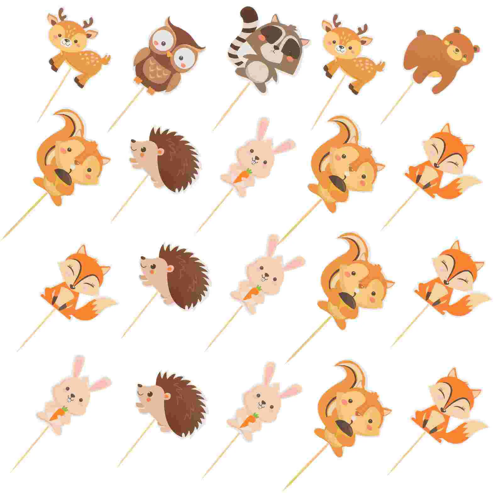 

Party Cupcake Toppers Animal Dessert Decor Forest Fruit Animals Insert Pick Picks Woodland Birthday Shower Baby Glitter