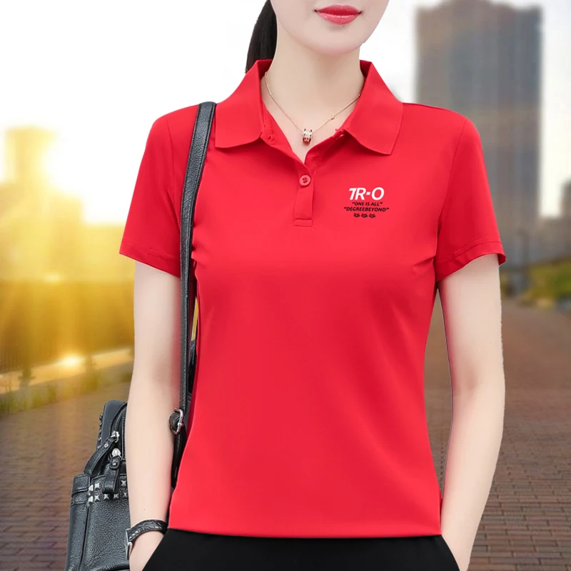 Женская рубашка-поло из ледяного шелка с короткими рукавами Дятел новинка лета