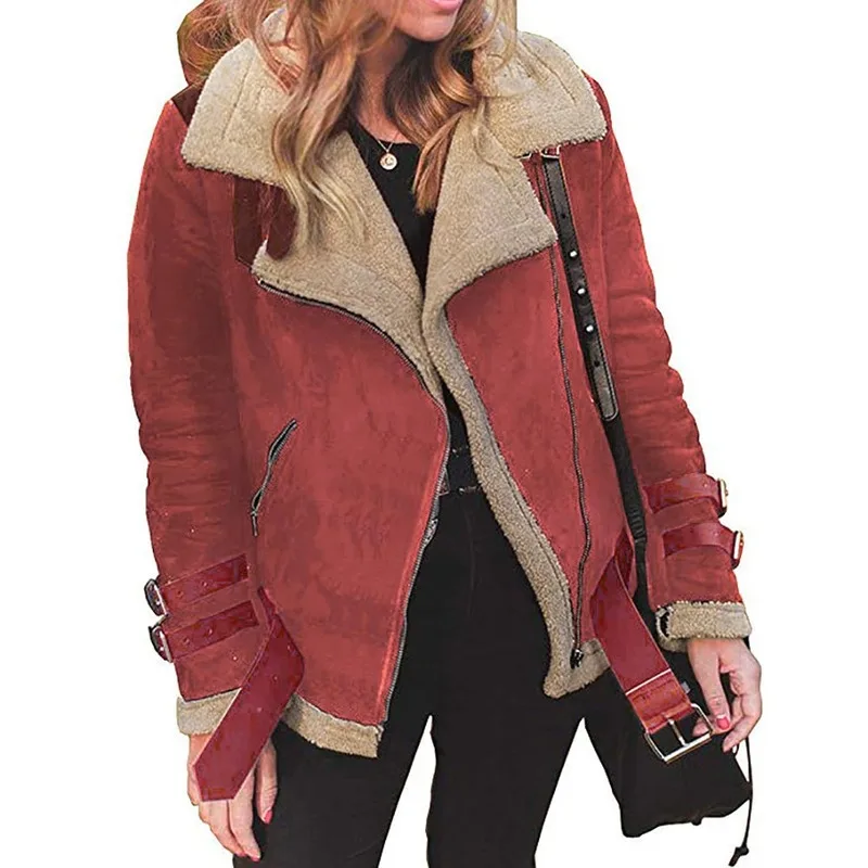 Woman Suede Leather Jacket Casual Thick Warm Lamb Wool Ladies Loose Jacket Vintage Clothes 2023 New Autumn and Winter