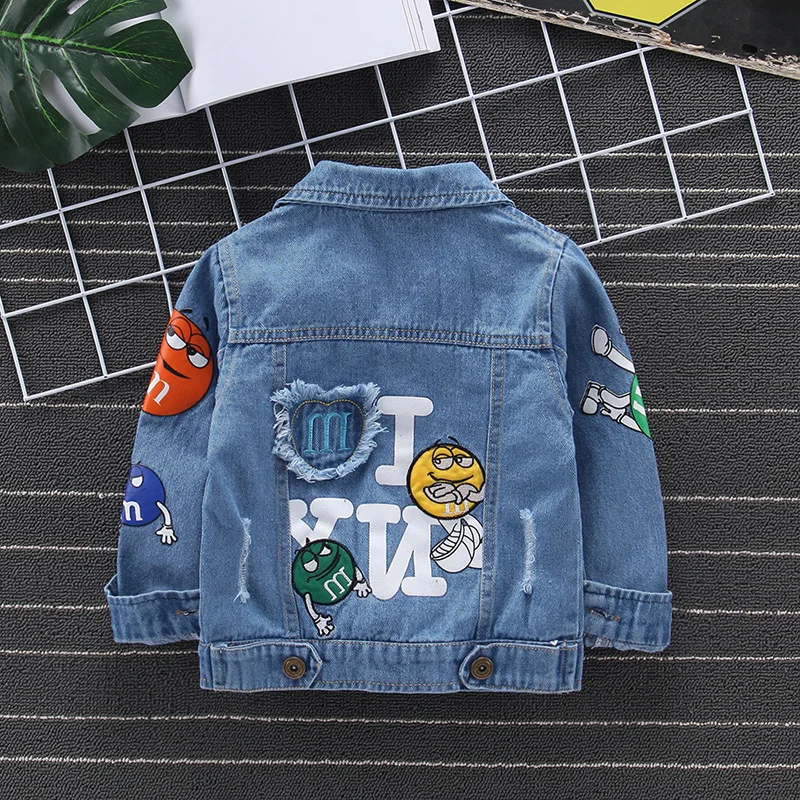 Kid Boys Jeans Coats Cartoon m Printed Denim Jackets Blue 2 3 4 5 6 7 8 Years Baby Girls Children Clothing Toddler Autumn Spring