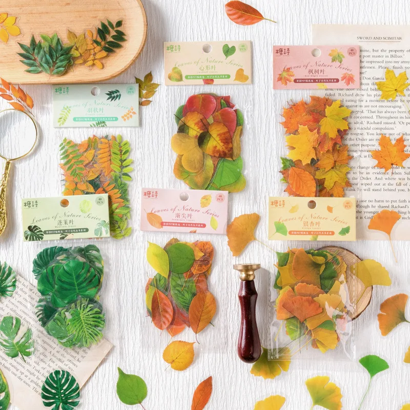 

40pcs/lot Kawaii Stationery Stickers leaf nature book Diary Decorative Mobile Stickers Scrapbooking DIY Craft Stickers