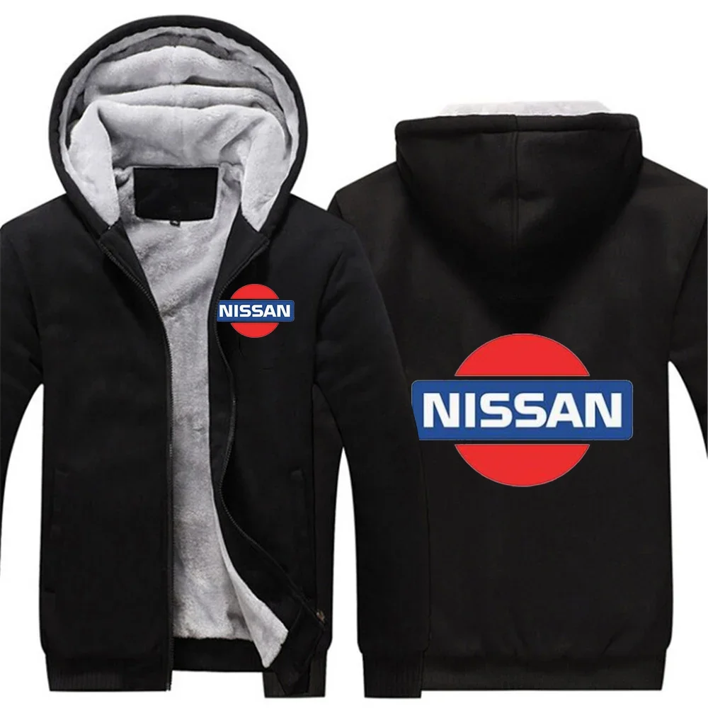 

NISSAN Print Sportwear Male Cotton Flesh Man's Casual Coats Warm Tops Hoodies Zipper Thicken Fleece Jackets