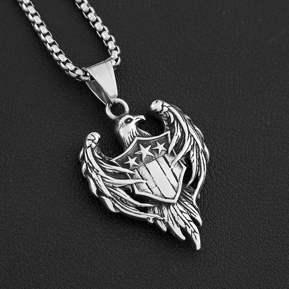 Ожерелье в стиле панк и ретро армейского бренда с орлом для мужчин двухстороннее