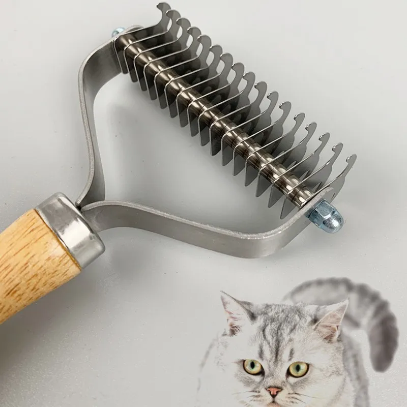 Расческа для собак с деревянной ручкой расческа из нержавеющей стали удаления