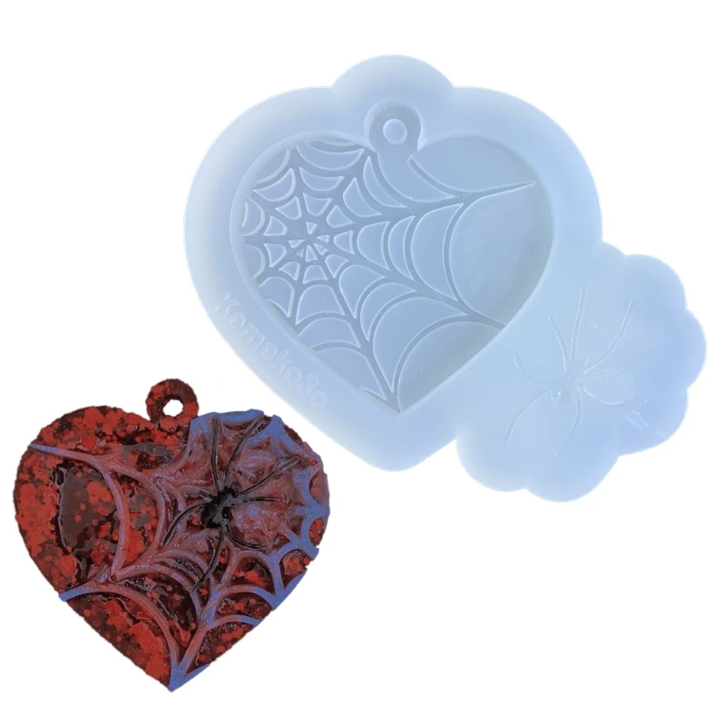 

Spiderweb Love Ornament Resin Casting Silicone Mold Woman Keychain Decorative Pendant Mold for DIY Crafts Dropship