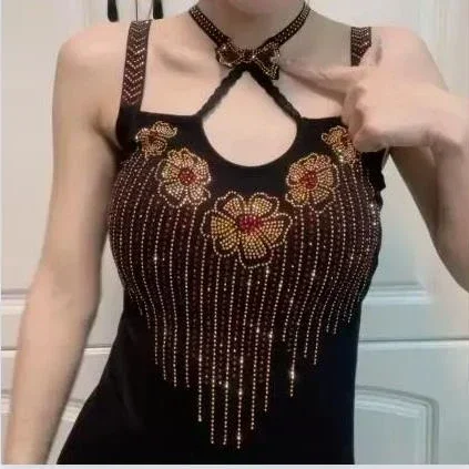 Сексуальные женские майки со стразами лисы топ мягкие милые топы