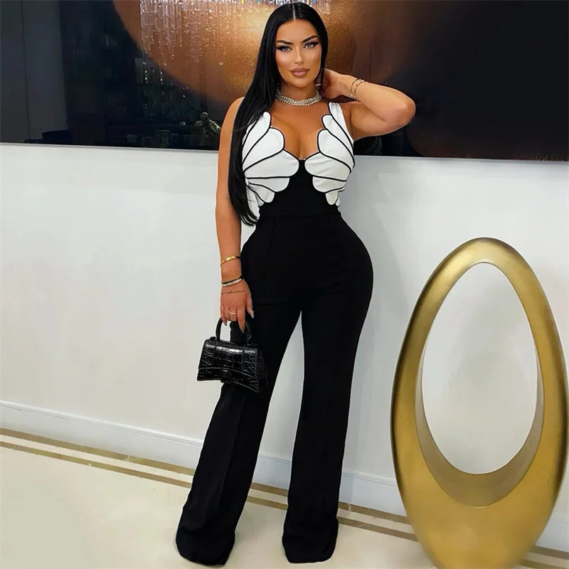 2024 женские новые сексуальные вечерние комбинезоны без рукавов на тонких