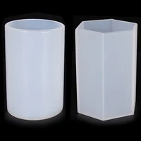 diy hexagonal cylindrical stereoscopic handmade silicone mold for dried flower insect specimen candle concrete pot making mould