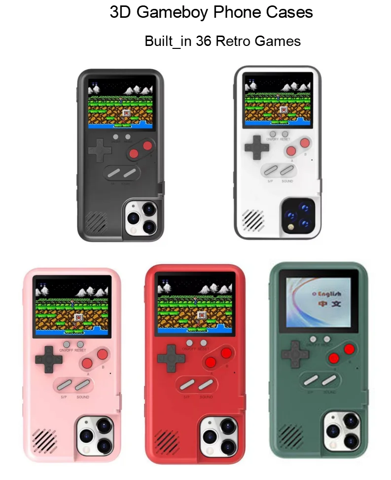 

Ретро 3D чехол Gameboy для iPhone с 36 небольшими играми, винтажный противоударный чехол для телефона IPhone 11 12 13 14 Pro Max Mini XS XR X