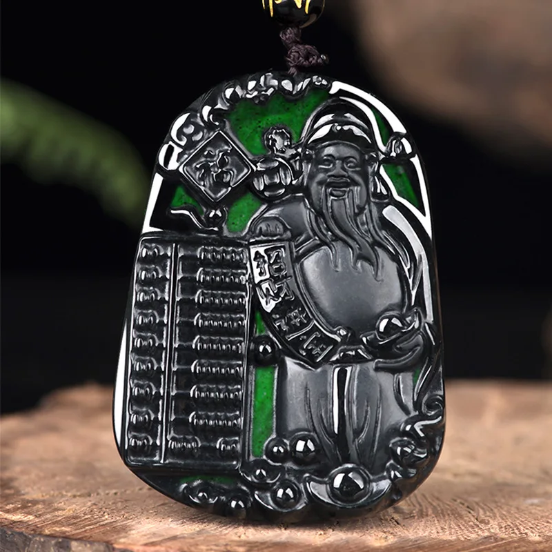 

Maichuang/Mo Cui Jade God of Wealth Necklace Pendant Fashion and Elegant Personality Charm Jewelry Couple Gift Amulet