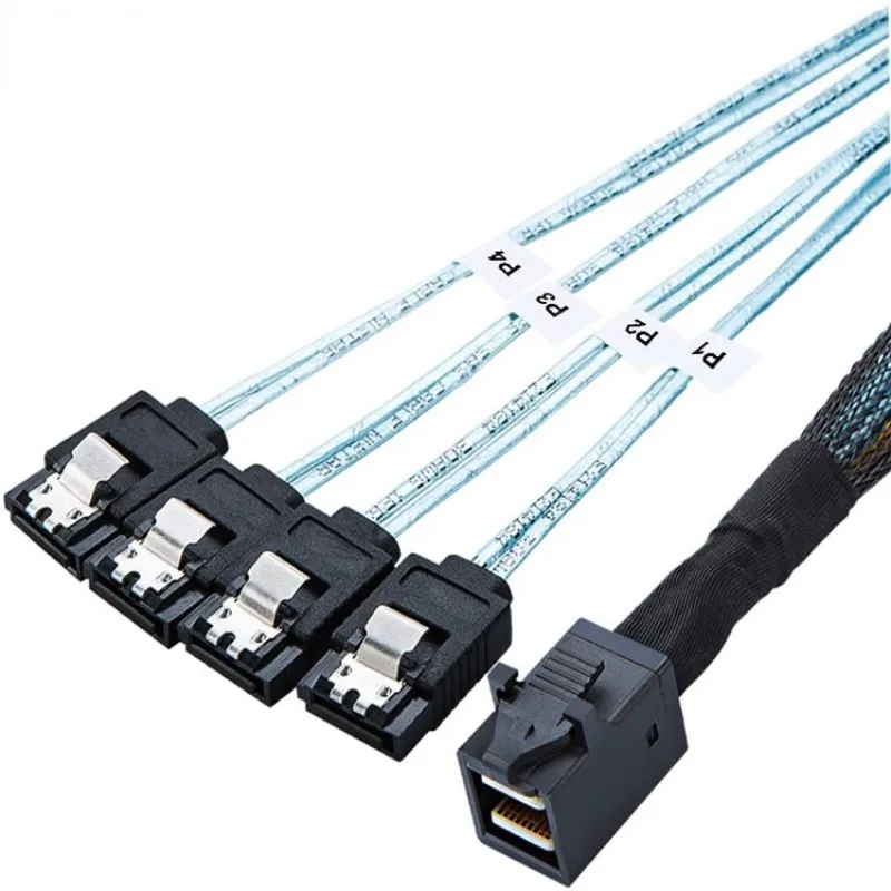 

50cm 100cm Internal Mini SAS SFF-8643 Host To 4 SATA 7pin Target Hard Disk 6Gbps Data Server Raid Cable