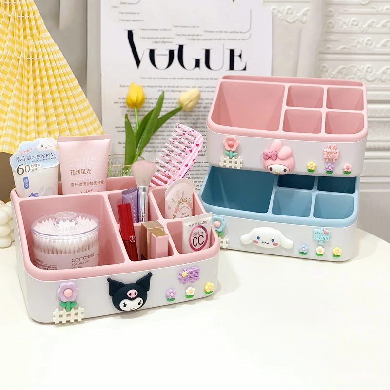

Sanrio Cinnamoroll Desktop Storage Box Kuromi Cosas Kawaii Cute Student Cosmetics Jewelry Accessories Storage Toys Girls Gifts