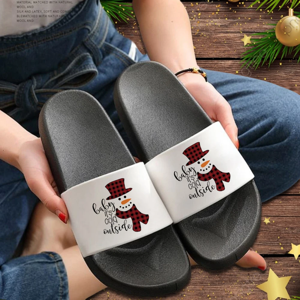 

2022 Women Slippers Merry Christmas Women Slippers Thick Bottom Floor Flat Home Shoes Bathroom Sandal Women Shoes Christmas Gift