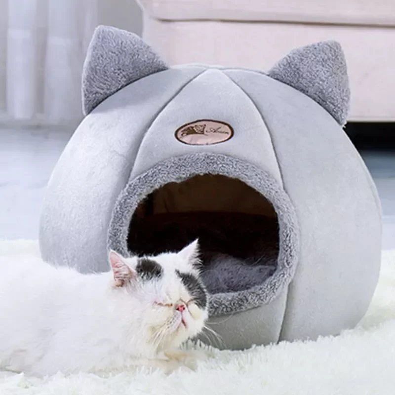 

2022New Warm Comfort Cat Bed In Winter Bed For Cats Cats House Dog Bed Pet Little Mat Cozy Deep Cave Indoor Nesk Cat Accessories