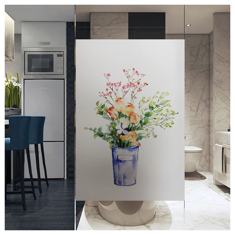 

Frosted Privacy Glass Door Sticker No Glue Waterproof Plant Glass Film Home Decor Digital Printing Fashion Modern