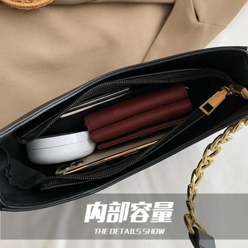Women's Retro Luxury Solid Color Small Shoulder Bag Fashion Chain Underarm Handbag for Femele Travel Free Shipping сумка женская
