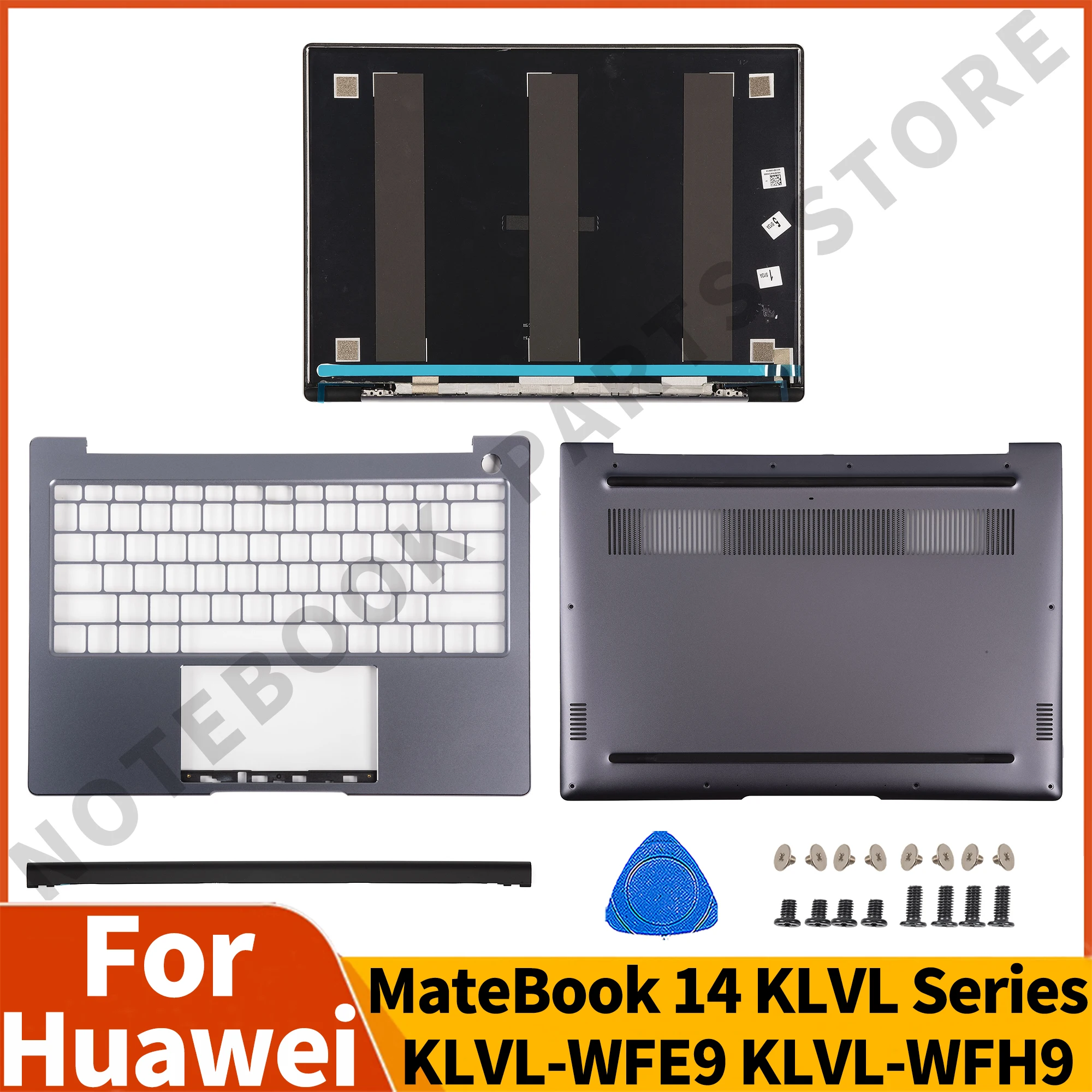 

Новинка, оригинальная задняя крышка для Huawei MateBook 14 k, зеркальная задняя крышка ЖК-дисплея/Упор для рук/Нижняя крышка, детали для ноутбука, серая Repalce