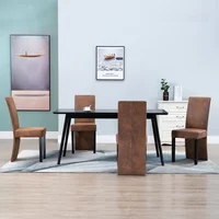 Kitchen Dining Chairs Set of 4 for Dining Room Decor 4 pcs Brown Faux Suede Leather