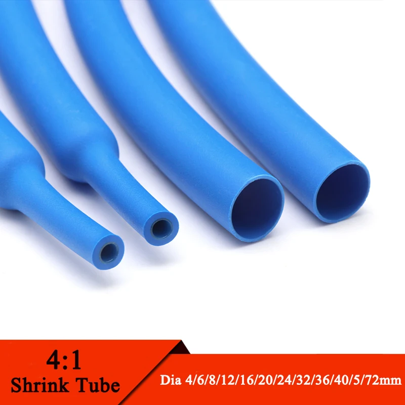 

1M 4:1 Blue Heat Shrink Tube With Glue Thermoretractile Heat Shrinkable Tubing Dual Wall Heat Shrink Tubing 4 6 8 12 16 mm