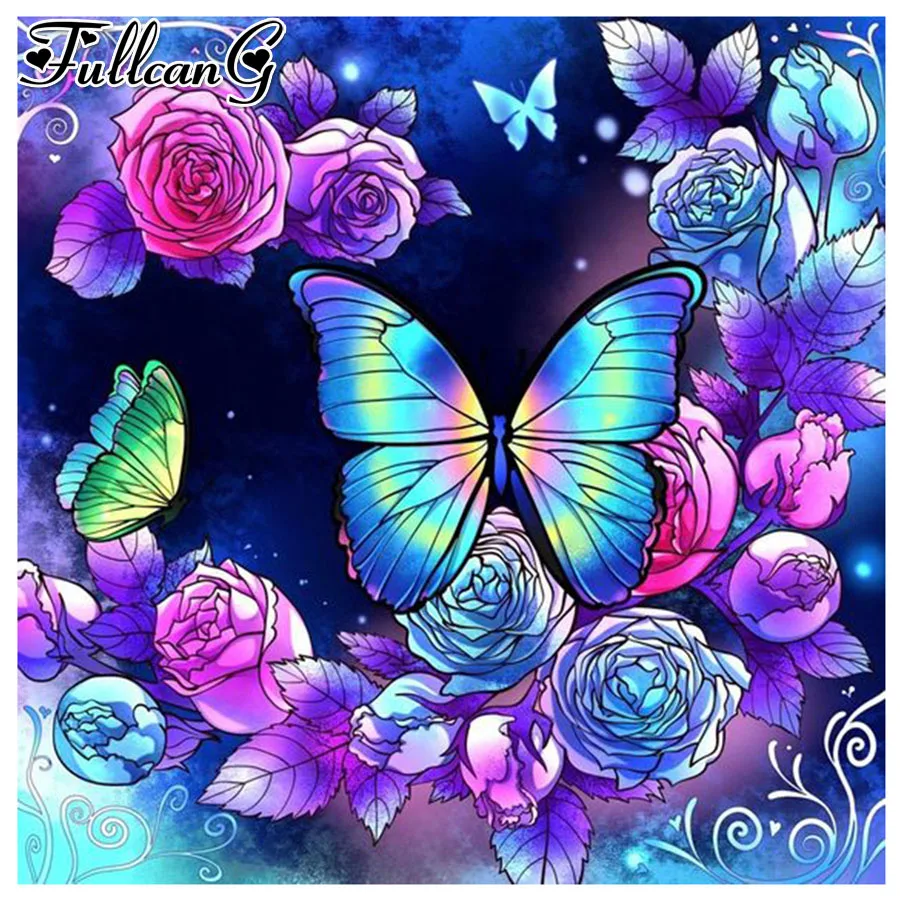 

FULLCANG 5d diy mosaic colorful butterfly diamond painting cross stitch kits rhinestone embroidery picture home decor FG1441