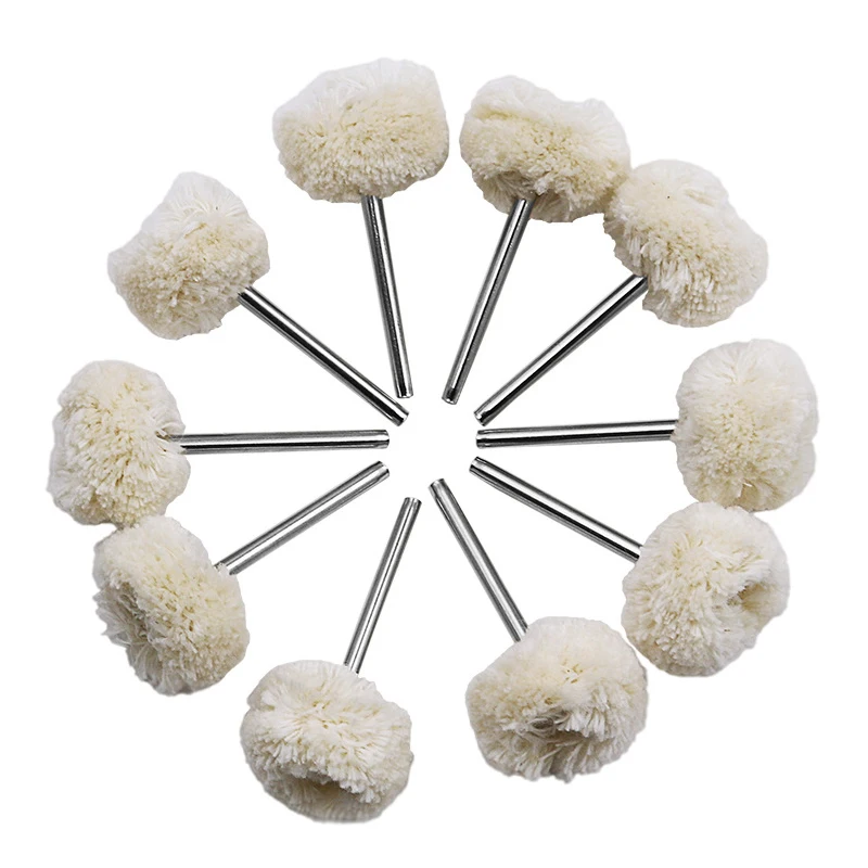 

10pcs Polishing Wool Brushes Drill Tool 3mm Shank Rotary Grinding Wool Wheel Brush Dremel Grinding Buffing Accessories