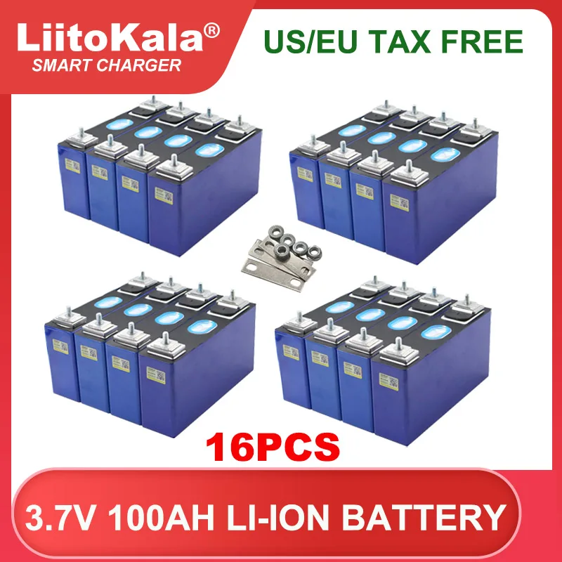 

Liitokala 3.7V 100Ah Lithium Battery Large Single Power Cell for 3S 12V 24V Motorcycle Electric Solar Wind Grade A Tax Free