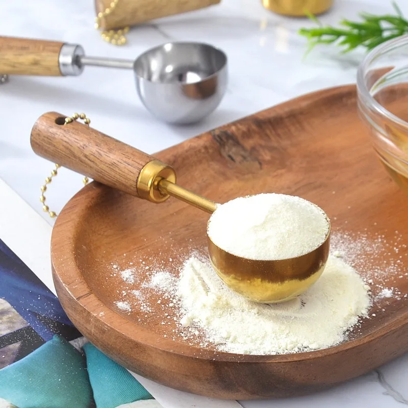 1 шт. ложка для кофе с деревянной ручкой мерный стакан позолоченная мерная торта