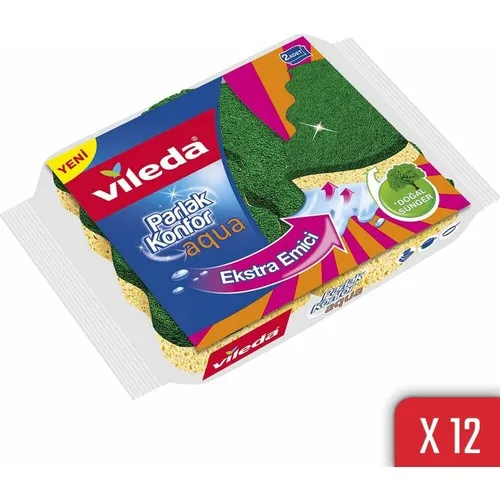 Vileda 2 'li яркая комфортная Аква гофрированная натуральная губка 12 посылка | Дом и