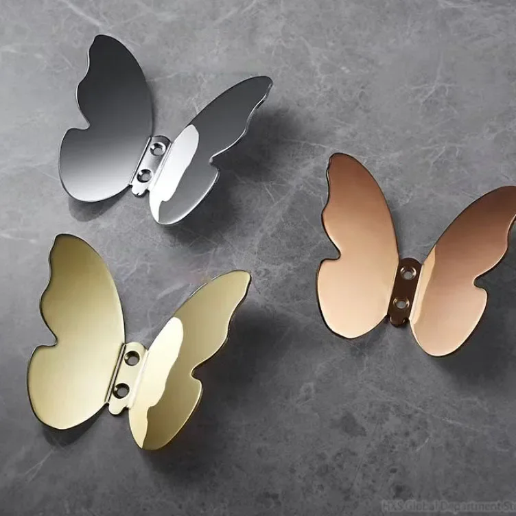 Твердые латунные крючки для ванной комнаты с бабочками полотенец настенные