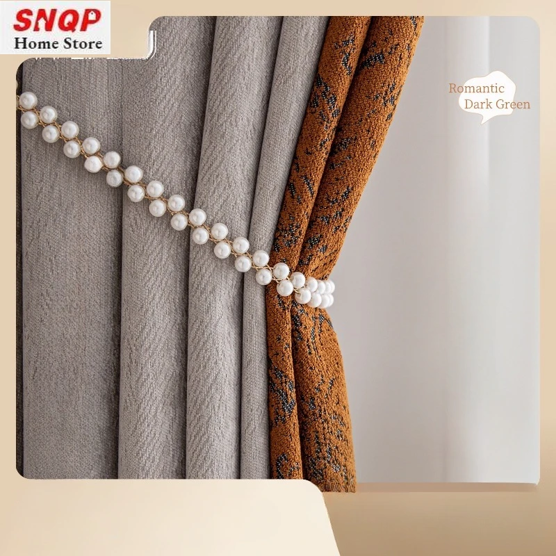 

Elegant Velvet Decor European Luxury Blackout High Quality Cotton Soft Chenille Thickened Jacquard Curtains