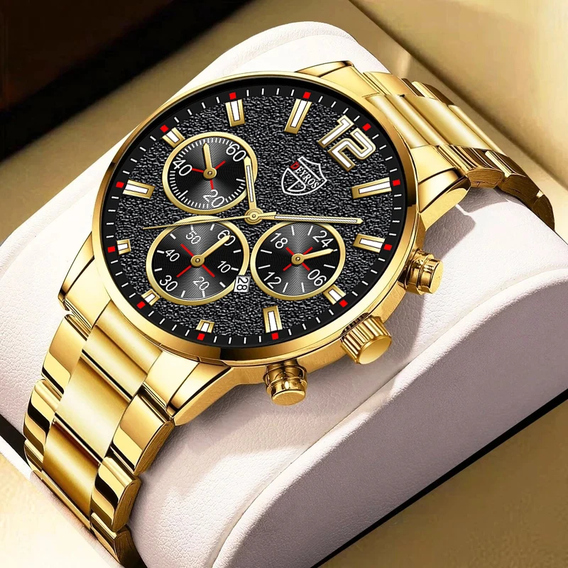 

uhren herren Mode Herren Luxus Uhren für Männer Business Edelstahl Quarz Armbanduhr Kalender Mann Sport Leder Uhr Leuchtende Uhr