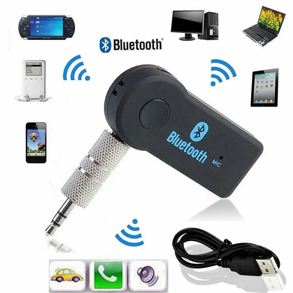

2 in 1 Wireless Audio Receiver Support Bluetooth 4.0 3.5mm Auto A2DP Headphone Aux Adapter Mic Jack Car Handsfree