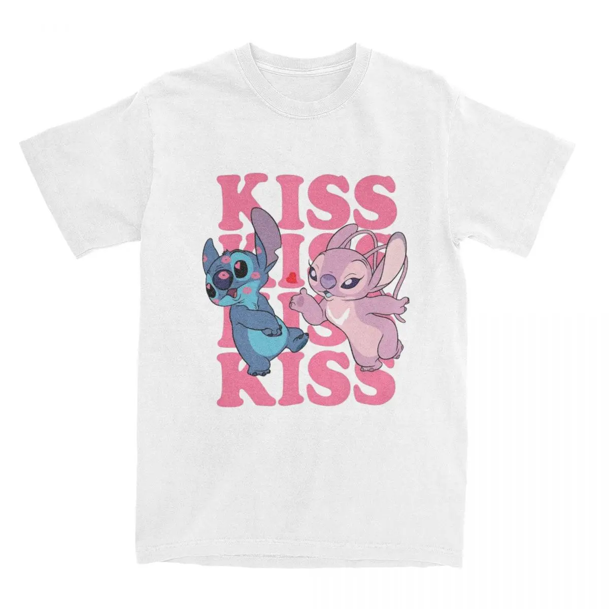 Футболка с надписью Angel And Stitch Kiss In Love для мужчин и женщин