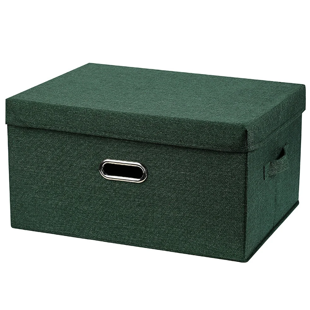 

Складная коробка для хранения компакт-дисков, моющийся Органайзер из хлопчатобумажной ткани с крышкой, темно-зеленый цвет, 1 шт.