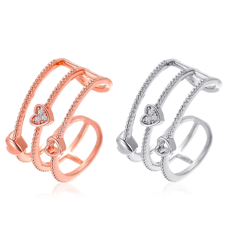 Трехслойные полые сердечки любовь штабелируемые Открытые Кольца Хрустальный
