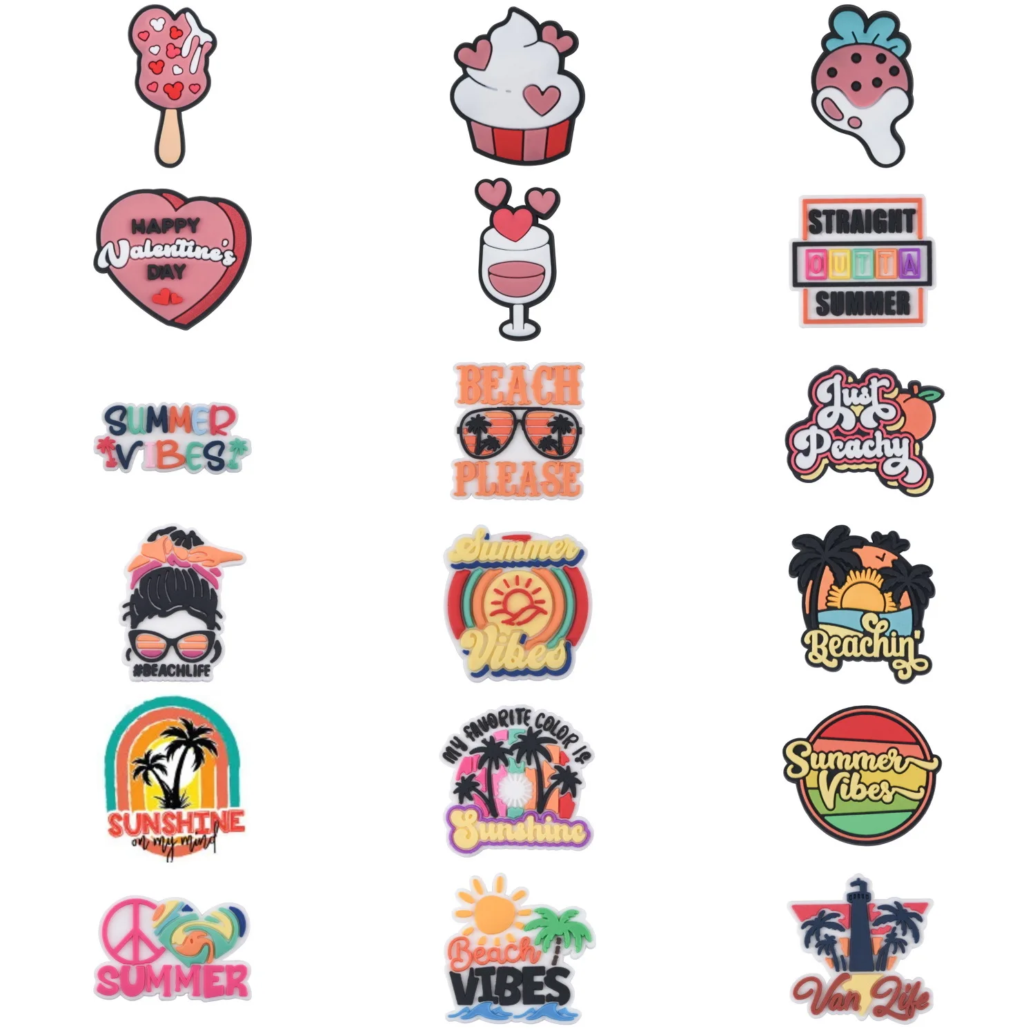 

Summer Vibes Beach Please Croc Shoe Charms Shoe Decoration Accessories for Teens Kids Women Girls Boys