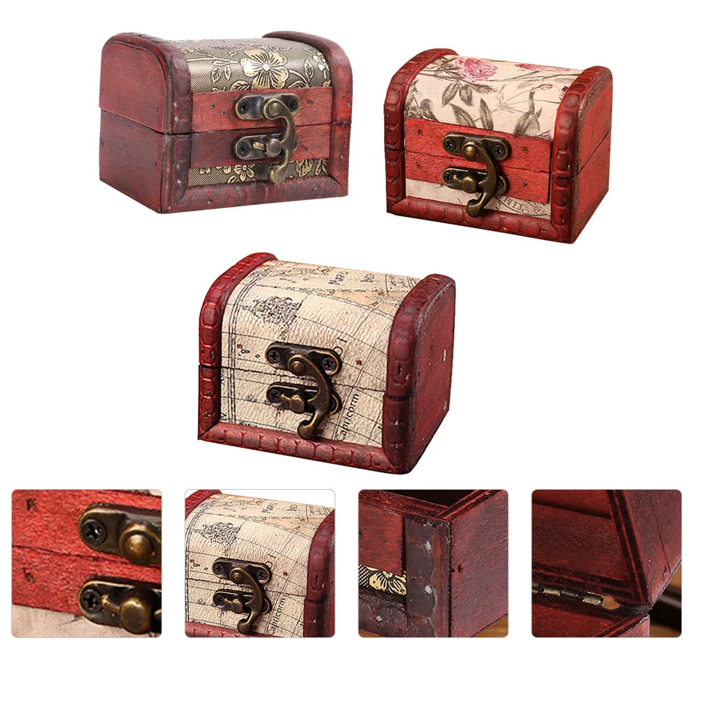 

3 Pcs Wedding Candy Box Small Wooden Box Candy Gift Box Lock Wedding Souvenir Box Marriage Plywood Wood Candy Box Baby
