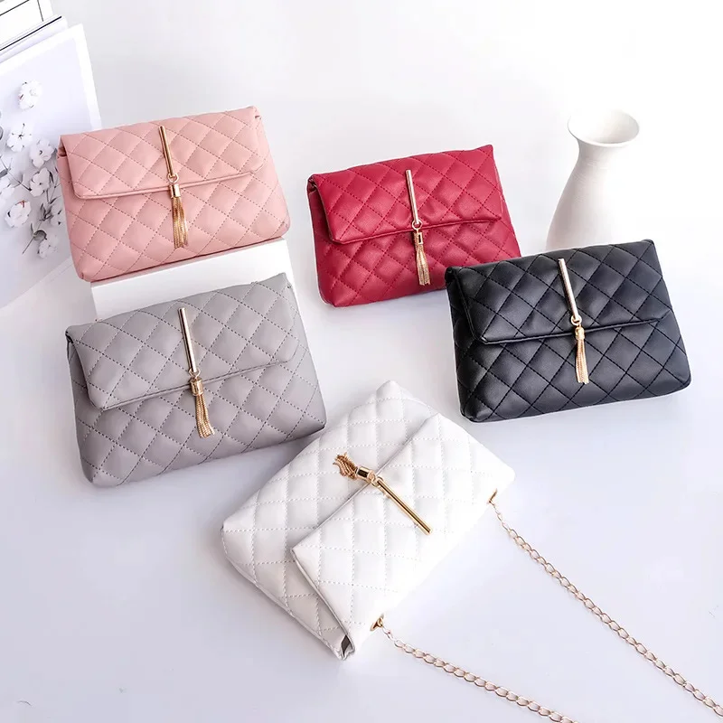 

Embroidery Thread Small PU Leather Crossbody Bags for Women Hit Women's Luxury Branded Trending Chain Shoulder Handbags