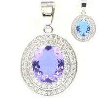 30x18mm eye catching changing color alexandrite topaz pink kunzite white cz jewelry for womans silver pendant