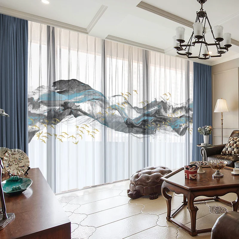 

Custom Chiffon Sheer Curtain Window Drape for Bedroom Living Room Landscape