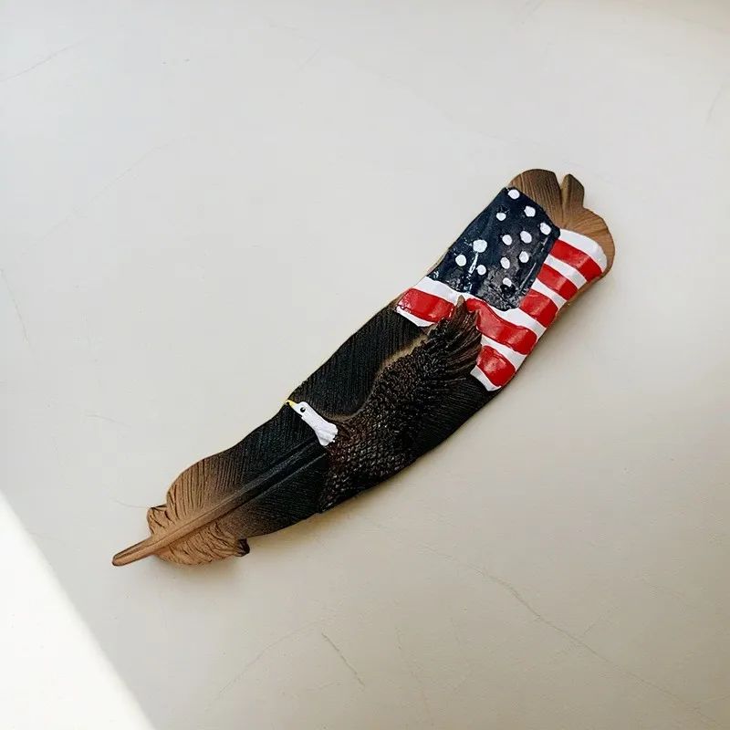 3D магниты на холодильник стильные перья американский флаг Орел разрисованные