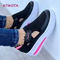 atikota mesh women vulcanized shoes fashion hollow out casual platform shoe plus size lady sneakers 2022 summer zapatillas mujer