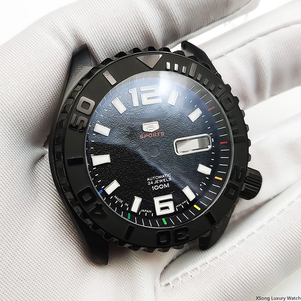 42mm Watch Case SKX007 Mechanical Stainless Steel Cases Ceramic Sapphire Glass Fit nh35a nh36a 4R Movement Waterproof Watch Case