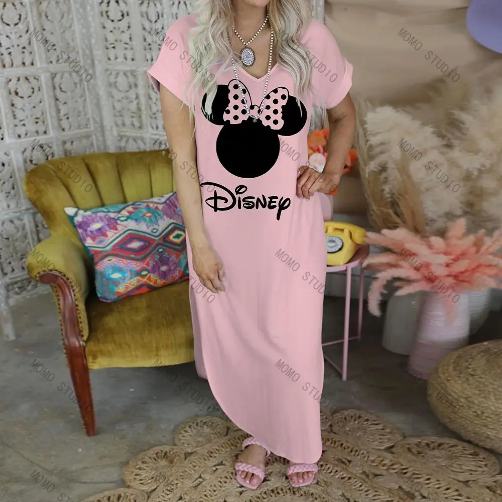 

Женское длинное платье с разрезом и V-образным вырезом